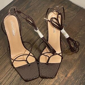 Fashion Nova Dark Brown Strappy Heels
